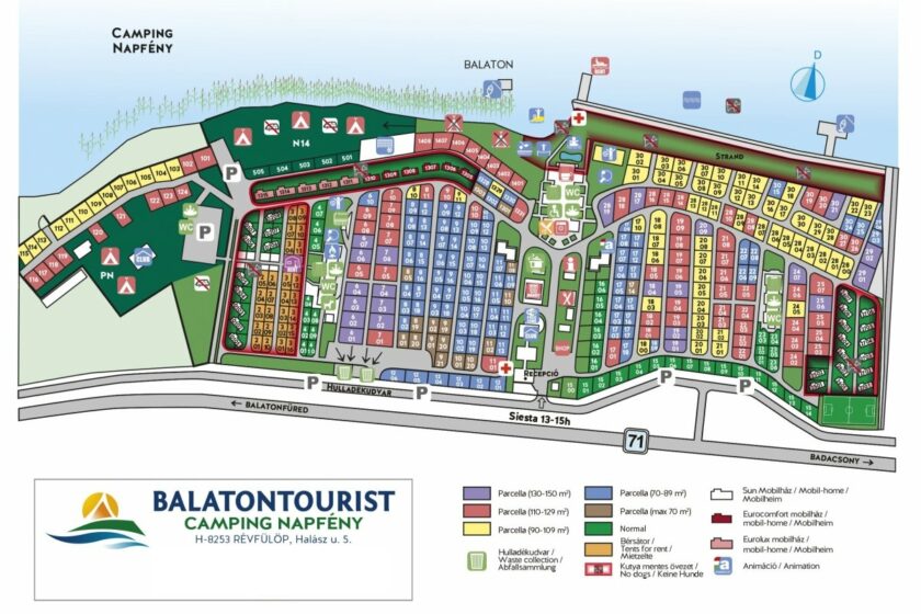 Balatontourist Napfény Kemping térkép